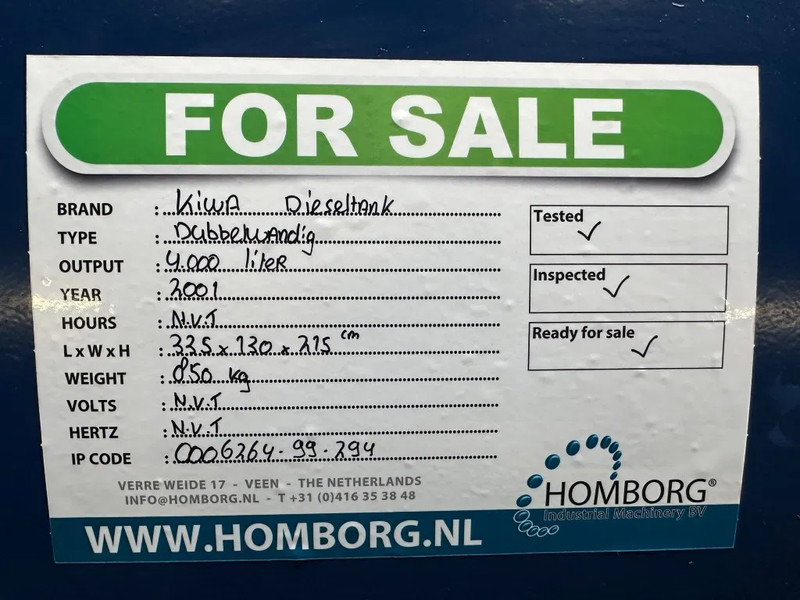 Jūrinis konteineris Kiwa IBC 4000 liter Kiwa Dubbelwandige Dieseltank: foto 8
