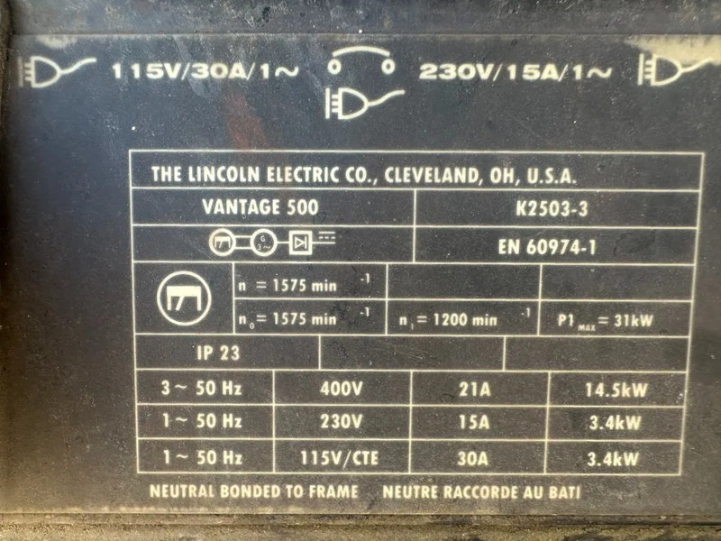 Lincoln Electric Vantage 500 Perkins 500 Amp Las generatorset Welding genset - Elektrinis generatorius: foto 4 Lincoln Electric Vantage 500 Perkins 500 Amp Las generatorset Welding genset - Elektrinis generatorius: foto 4
