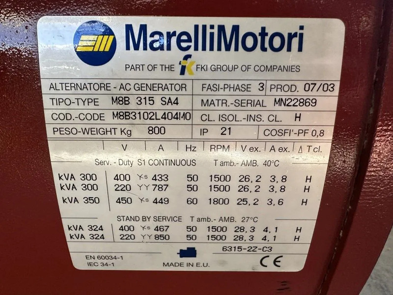 Marelli M8B 315 SA4 Alternator 300 kVA generatordeel SAE 1 / 14 - Elektrinis generatorius: foto 3 Marelli M8B 315 SA4 Alternator 300 kVA generatordeel SAE 1 / 14 - Elektrinis generatorius: foto 3