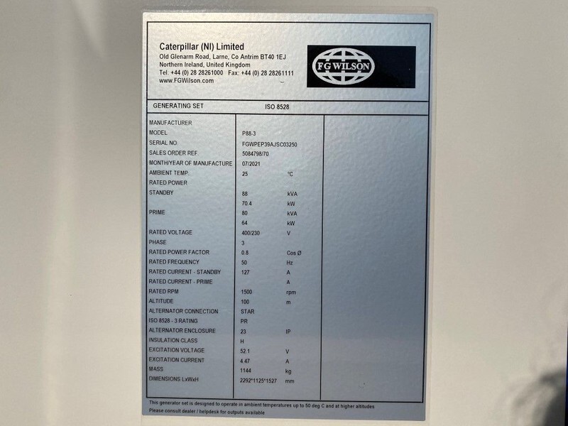 Perkins 1104A-44T FG Wilson 88 kVA Supersilent generatorset New ! - Elektrinis generatorius: foto 4 Perkins 1104A-44T FG Wilson 88 kVA Supersilent generatorset New ! - Elektrinis generatorius: foto 4