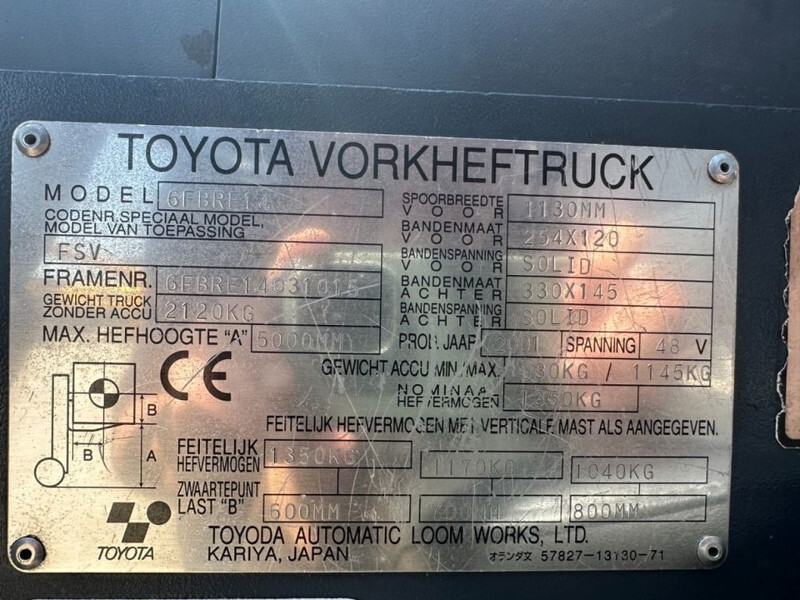 Toyota 6FBRE14 Triplex 1.4 ton Triplex Elektra Reachtruck - Krautuvas su šakėmis: foto 4 Toyota 6FBRE14 Triplex 1.4 ton Triplex Elektra Reachtruck - Krautuvas su šakėmis: foto 4