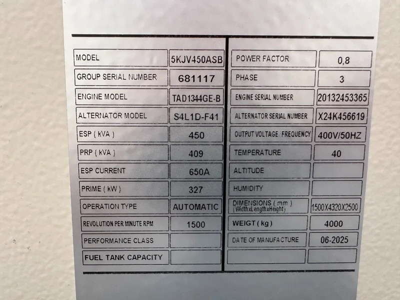 Volvo TAD 1344 GE Stamford 450 kVA Supersilent generatorset New ! - Elektrinis generatorius: foto 3 Volvo TAD 1344 GE Stamford 450 kVA Supersilent generatorset New ! - Elektrinis generatorius: foto 3