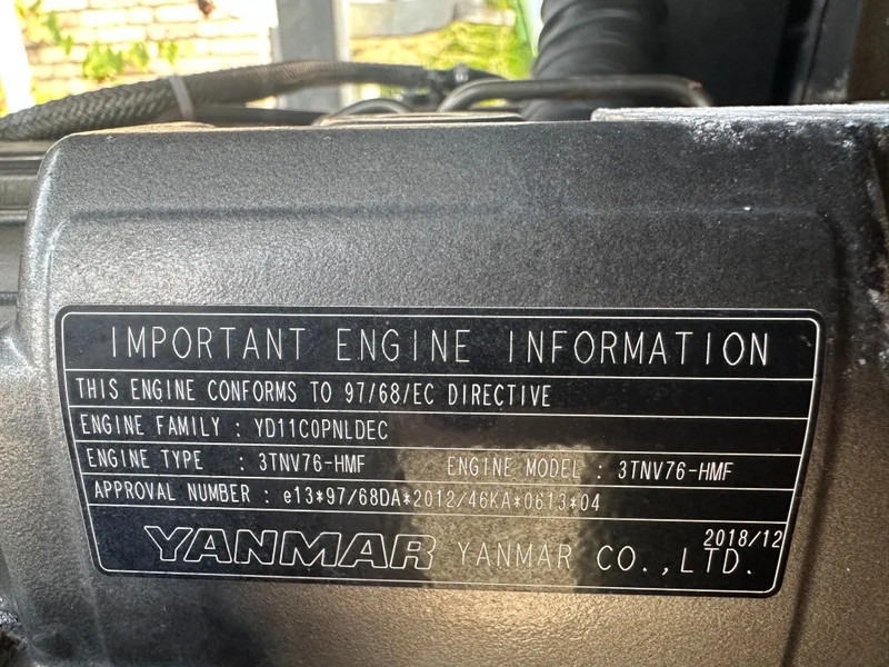 Yanmar 3TNV76-HMF 20 kW / 27 PK Diesel Motor 2020 - Variklis - Krovimo technika: foto 3 Yanmar 3TNV76-HMF 20 kW / 27 PK Diesel Motor 2020 - Variklis - Krovimo technika: foto 3