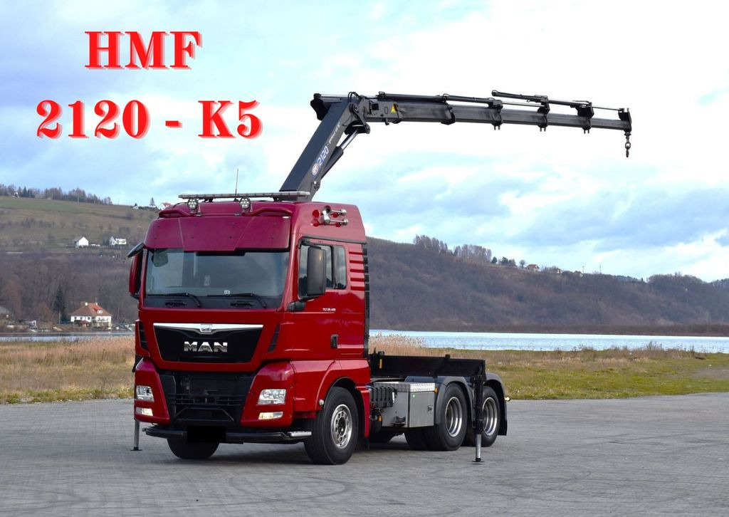 MAN TGX 28.480 Sattelzugmaschine + HMF 2120 K5/FUNK - Sunkvežimis su kranu: foto 1 MAN TGX 28.480 Sattelzugmaschine + HMF 2120 K5/FUNK - Sunkvežimis su kranu: foto 1