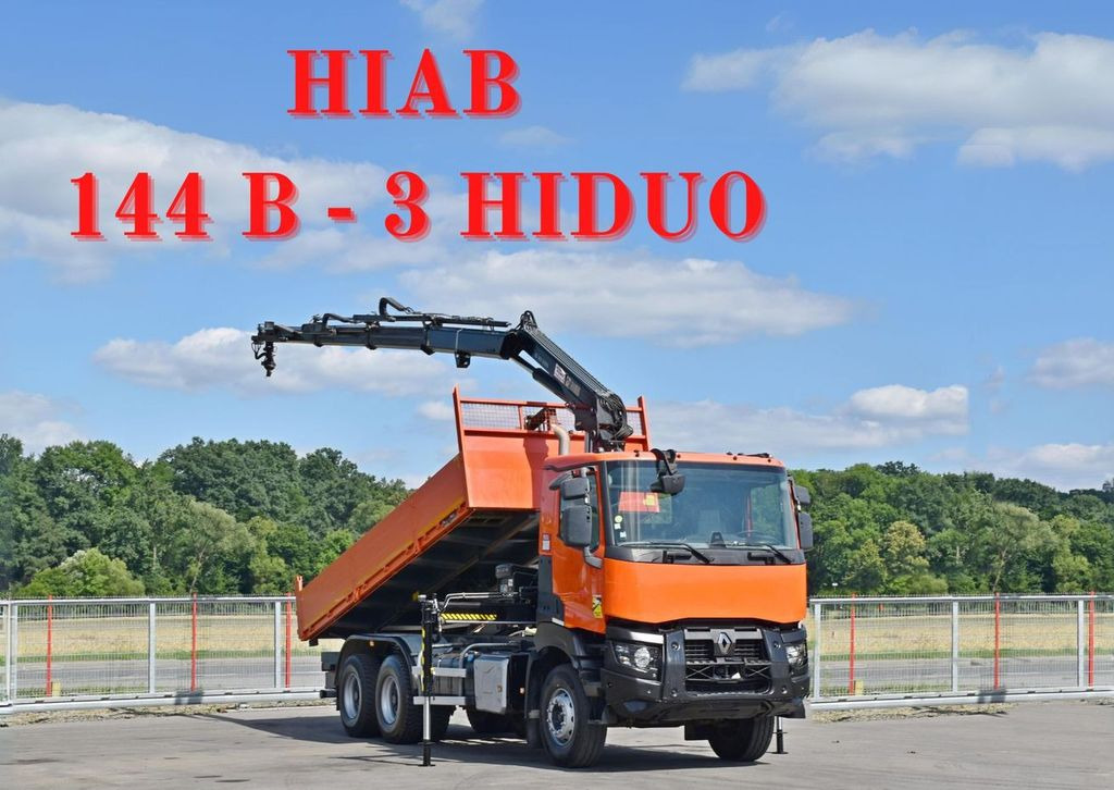 Renault K 430 * HIAB 144 B-3 HIDUO + FUNK / 6x4 - Sunkvežimis su kranu, Savivartis sunkvežimis: foto 1 Renault K 430 * HIAB 144 B-3 HIDUO + FUNK / 6x4 - Sunkvežimis su kranu, Savivartis sunkvežimis: foto 1