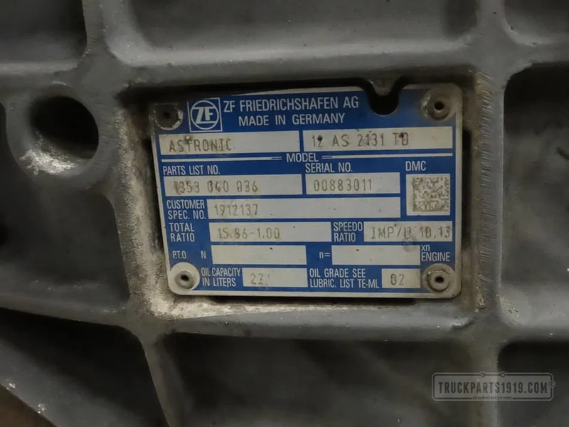 DAF 1912137 Versnellingsbak 12AS2131TD DAF - Pavarų dėžė - Sunkvežimis: foto 3 DAF 1912137 Versnellingsbak 12AS2131TD DAF - Pavarų dėžė - Sunkvežimis: foto 3