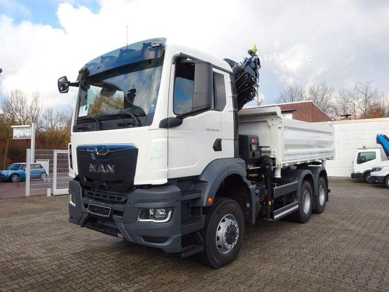 MAN 33.430 - 3 way tipper+crane 6x6 - Savivartis sunkvežimis, Sunkvežimis su kranu: foto 1 MAN 33.430 - 3 way tipper+crane 6x6 - Savivartis sunkvežimis, Sunkvežimis su kranu: foto 1