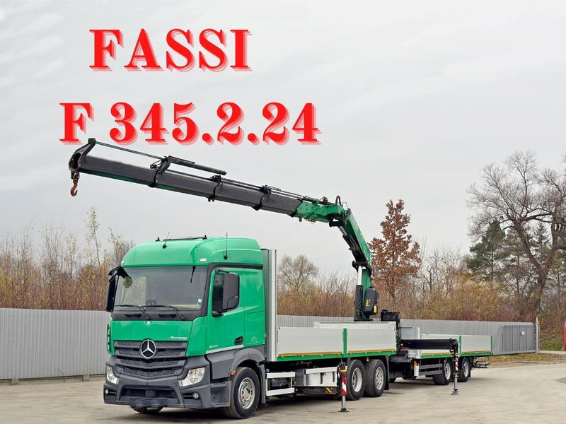 Mercedes-Benz ACTROS 2645 * FASSI F 345.24 + FUNK + Anhänger - Platforminis/ Bortinis sunkvežimis, Sunkvežimis su kranu: foto 1 Mercedes-Benz ACTROS 2645 * FASSI F 345.24 + FUNK + Anhänger - Platforminis/ Bortinis sunkvežimis, Sunkvežimis su kranu: foto 1