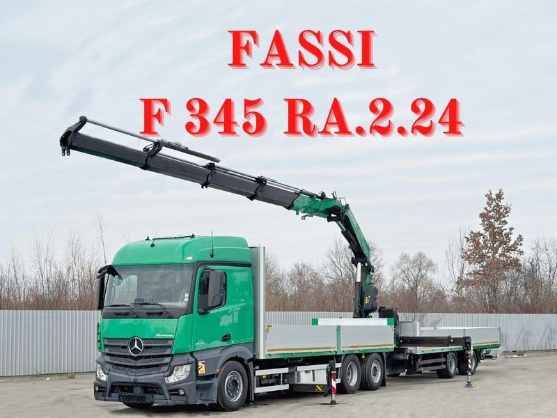 Mercedes-Benz ACTROS 2645 * FASSI F345.24 + FUNK + Anhänger - Platforminis/ Bortinis sunkvežimis, Sunkvežimis su kranu: foto 1 Mercedes-Benz ACTROS 2645 * FASSI F345.24 + FUNK + Anhänger - Platforminis/ Bortinis sunkvežimis, Sunkvežimis su kranu: foto 1