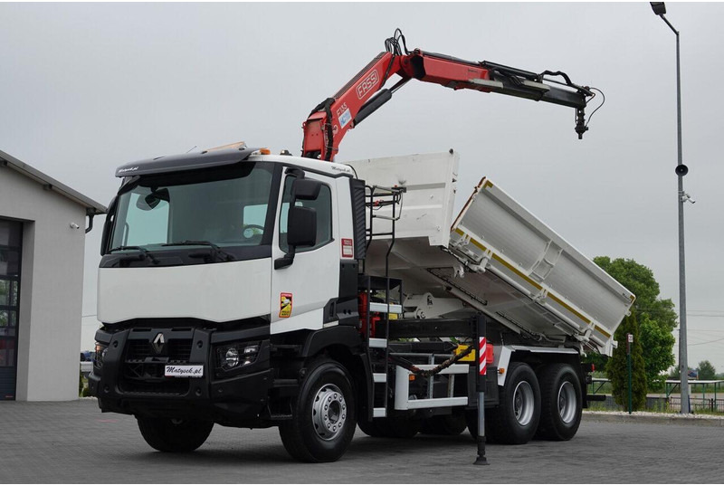Renault C 380 / 6x4 / WYWROTKA 3 STRONNA + HDS FASSI F135 / HYDROBURTA - Savivartis sunkvežimis, Sunkvežimis su kranu: foto 1 Renault C 380 / 6x4 / WYWROTKA 3 STRONNA + HDS FASSI F135 / HYDROBURTA - Savivartis sunkvežimis, Sunkvežimis su kranu: foto 1