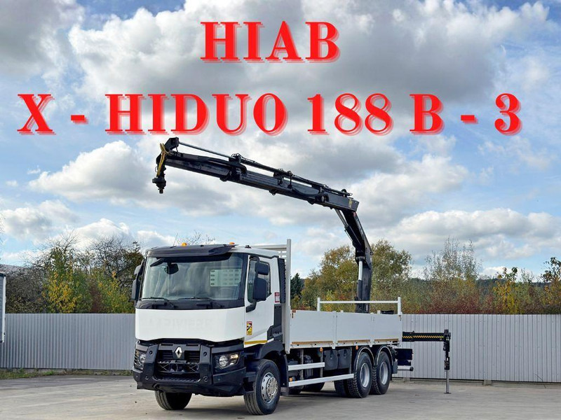 Renault C 380* HIAB X-HIDUO 188 B-3/FUNK*6x4 - Platforminis/ Bortinis sunkvežimis, Sunkvežimis su kranu: foto 1 Renault C 380* HIAB X-HIDUO 188 B-3/FUNK*6x4 - Platforminis/ Bortinis sunkvežimis, Sunkvežimis su kranu: foto 1