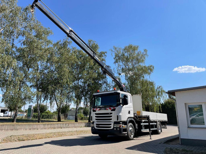 Scania G 380 Pritsche Kran Hiab 122B - Platforminis/ Bortinis sunkvežimis, Sunkvežimis su kranu: foto 1 Scania G 380 Pritsche Kran Hiab 122B - Platforminis/ Bortinis sunkvežimis, Sunkvežimis su kranu: foto 1