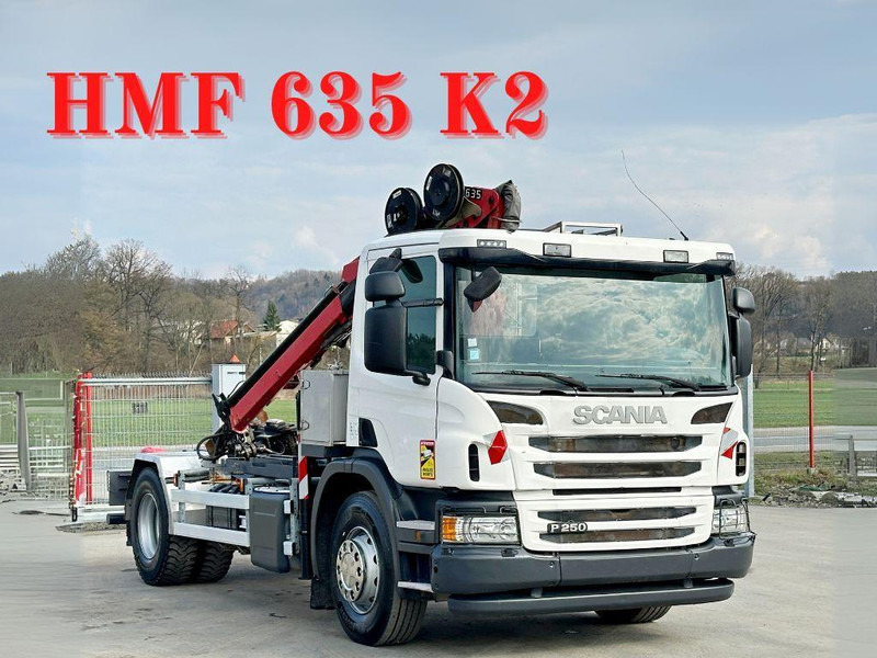 Scania P 250 * HMF 635 K2 + FUNK * TOPZUSTAND - Savivartis sunkvežimis, Sunkvežimis su kranu: foto 1 Scania P 250 * HMF 635 K2 + FUNK * TOPZUSTAND - Savivartis sunkvežimis, Sunkvežimis su kranu: foto 1