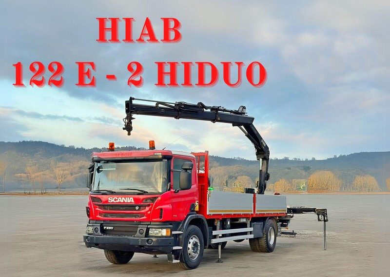 Scania P 280 * HIAB 122 E - 2 HIDUO + FUNK* TOPZUSTAND - Platforminis/ Bortinis sunkvežimis, Sunkvežimis su kranu: foto 1 Scania P 280 * HIAB 122 E - 2 HIDUO + FUNK* TOPZUSTAND - Platforminis/ Bortinis sunkvežimis, Sunkvežimis su kranu: foto 1