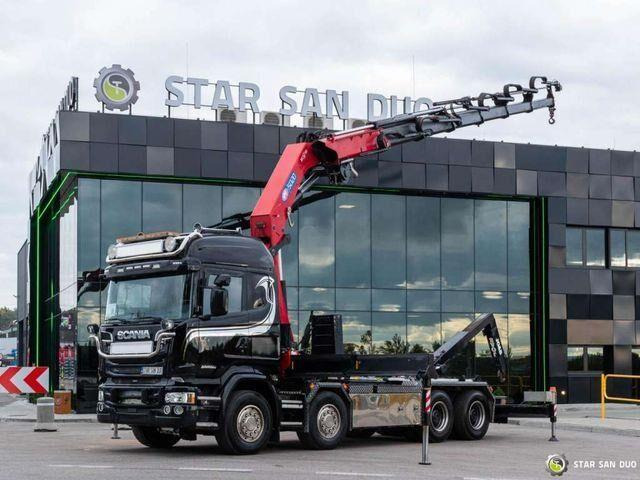 Scania R580 8x4 HMF 5020-K6, JOAB L20 5200AK Hooklift - Hook-lift sunkvežimis, Sunkvežimis su kranu: foto 1 Scania R580 8x4 HMF 5020-K6, JOAB L20 5200AK Hooklift - Hook-lift sunkvežimis, Sunkvežimis su kranu: foto 1
