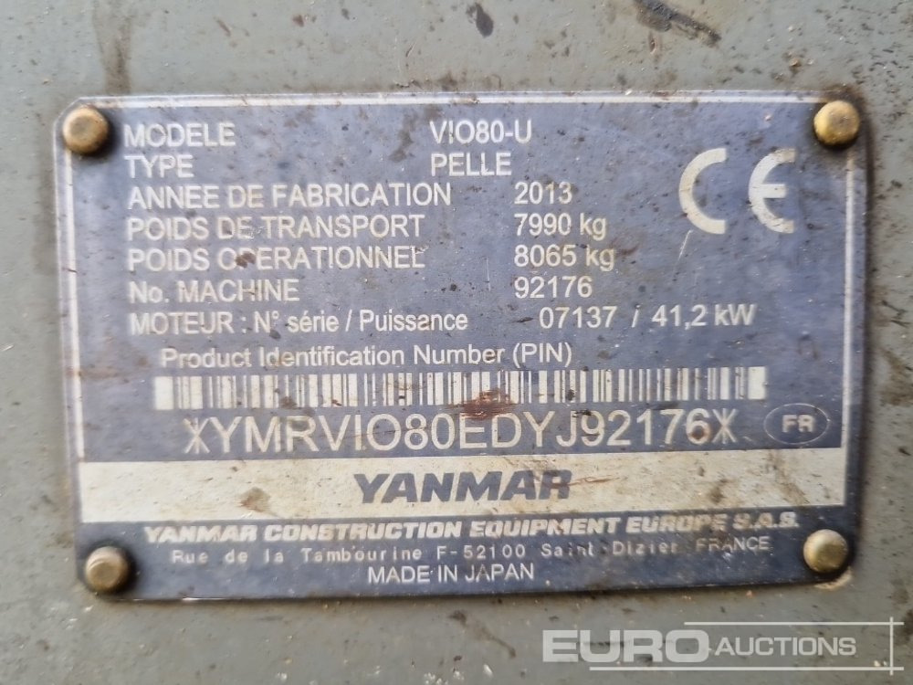 Mini ekskavatorius 2013 Yanmar ViO80-U: foto 37