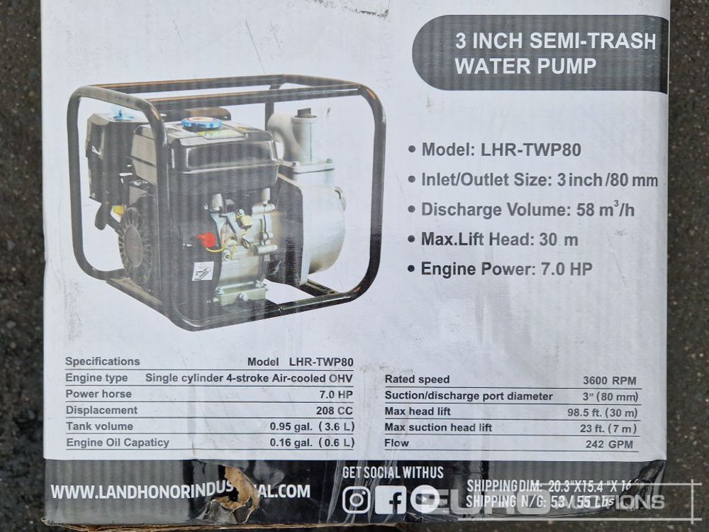 Vandens siurblys LHR-TWP80 3" Semi Trash Water Pump: foto 11
