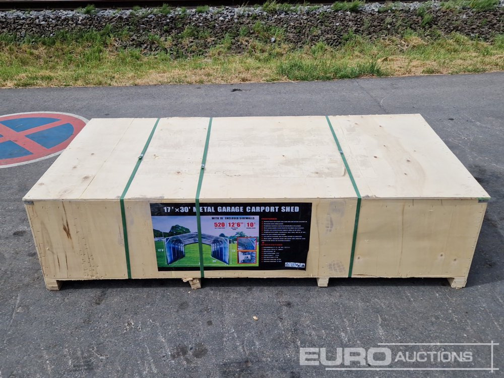 Unused 2025 17'x30' Metal Garage Carport Shed in 2.1x1x0.6m Transport Box - Buitinis konteineris: foto 1 Unused 2025 17'x30' Metal Garage Carport Shed in 2.1x1x0.6m Transport Box - Buitinis konteineris: foto 1