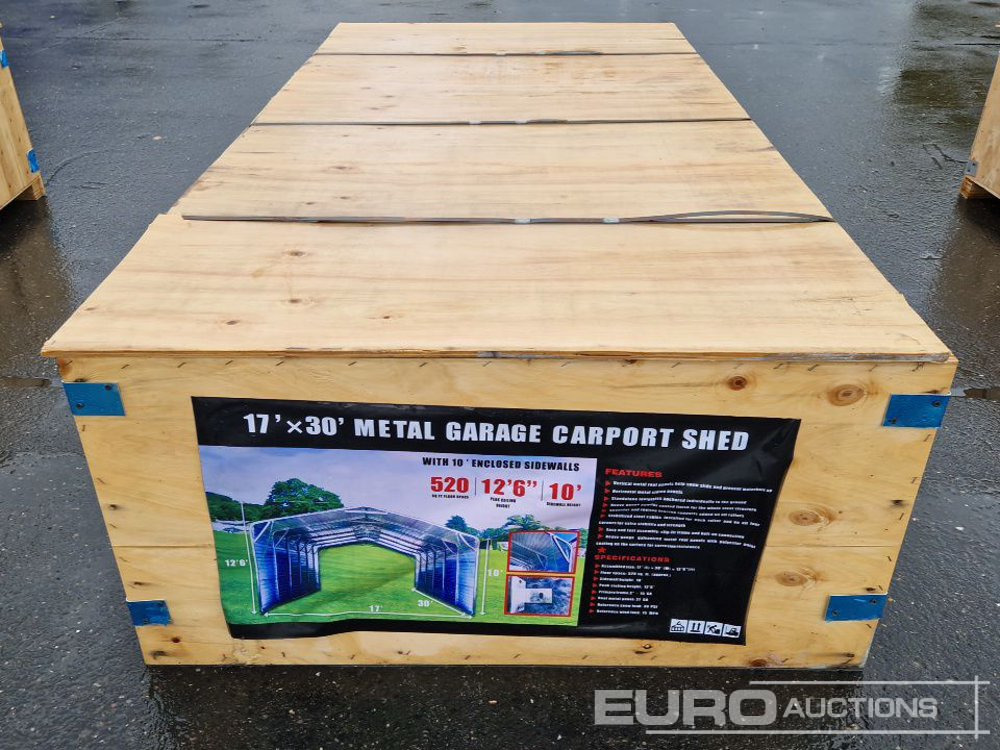 Unused 2025 30x12.6x17' Metal Garage Carport - Buitinis konteineris: foto 1 Unused 2025 30x12.6x17' Metal Garage Carport - Buitinis konteineris: foto 1