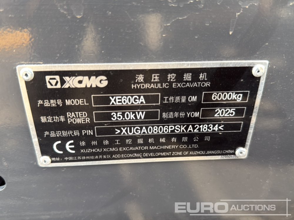 Mini ekskavatorius Unused 2025 XCMG XE60GA: foto 31