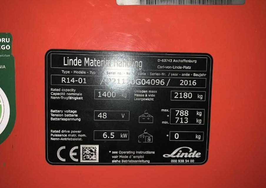 Linde R14-01 - Krautuvas su šakėmis: foto 4 Linde R14-01 - Krautuvas su šakėmis: foto 4