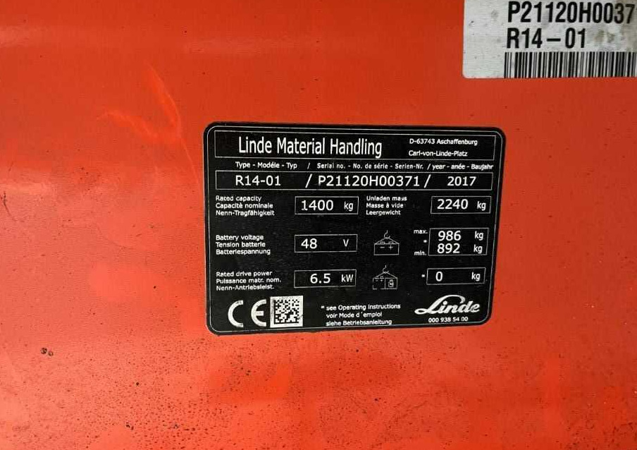 Linde R14-01 - Krautuvas su šakėmis: foto 4 Linde R14-01 - Krautuvas su šakėmis: foto 4
