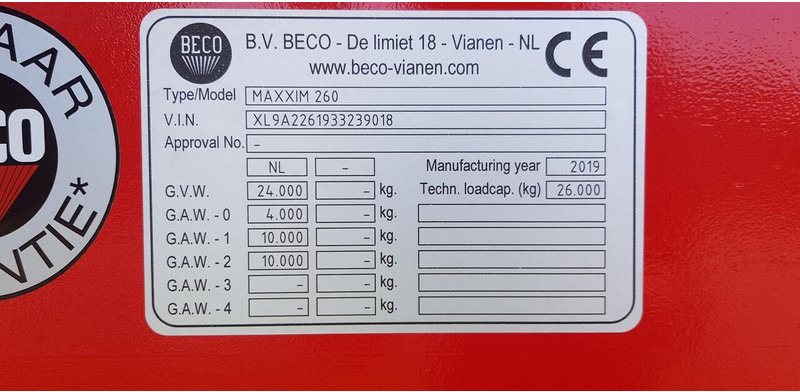 Beco maxxim 260 - Priekaba: foto 2 Beco maxxim 260 - Priekaba: foto 2