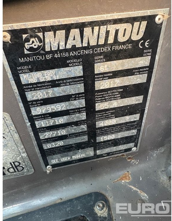Teleskopinis krautuvas 2017 Manitou MT1840 EASY 75D ST3: foto 11