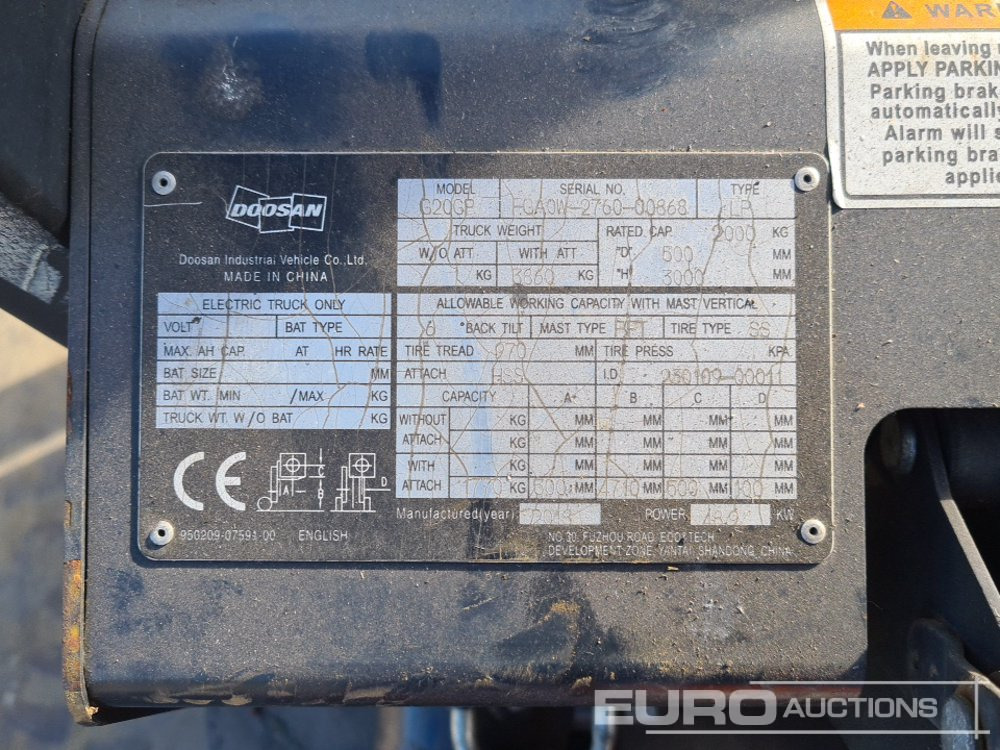 Šakinis krautuvas 2018 Doosan G20GP: foto 36