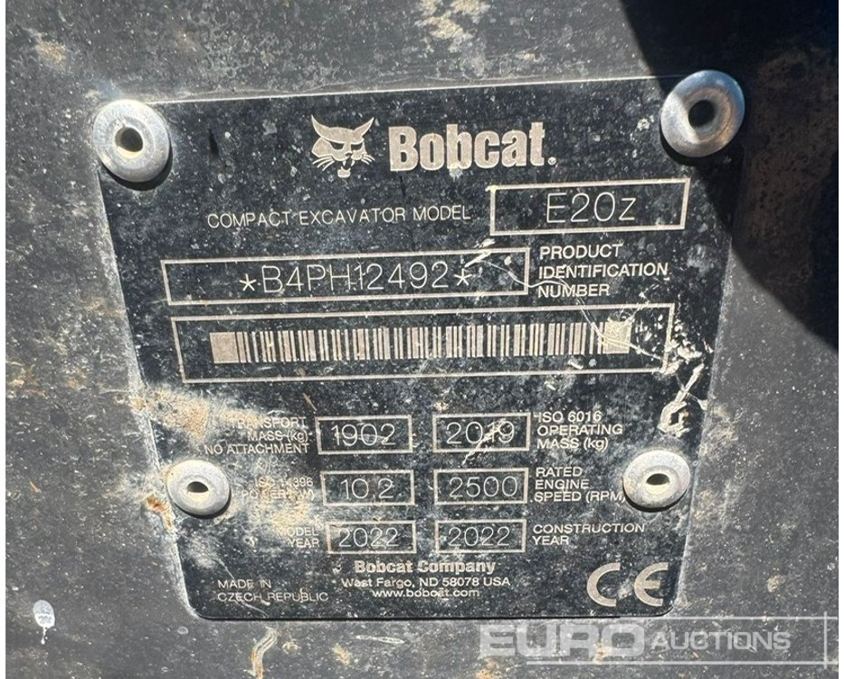 2022 Bobcat E20Z - Mini ekskavatorius: foto 5 2022 Bobcat E20Z - Mini ekskavatorius: foto 5