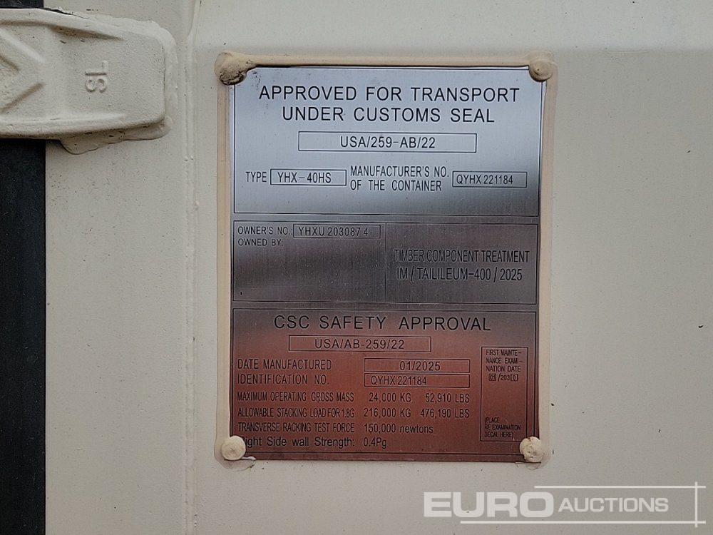 Jūrinis konteineris 2025 40' x 8' HQ Container, 4 Side Doors, 1 End Door (Cannot Be Reconsigned): foto 10