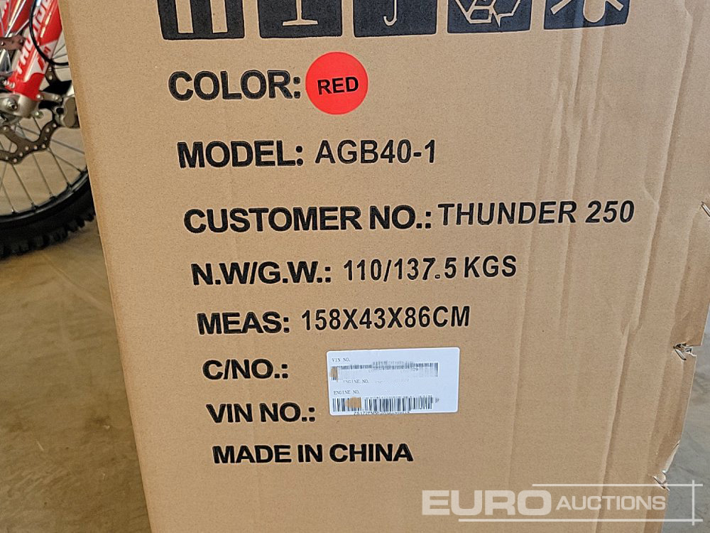 Motociklas Unused 2025 Apollo Thunder 250cc Motorcross Bike, 21" Front, 18" Rear Tyres, Electric Start, Air Cooled, Hydraulic Suspension, Disc Brakes, Lighting Kit (UNASSEMBLED): foto 30