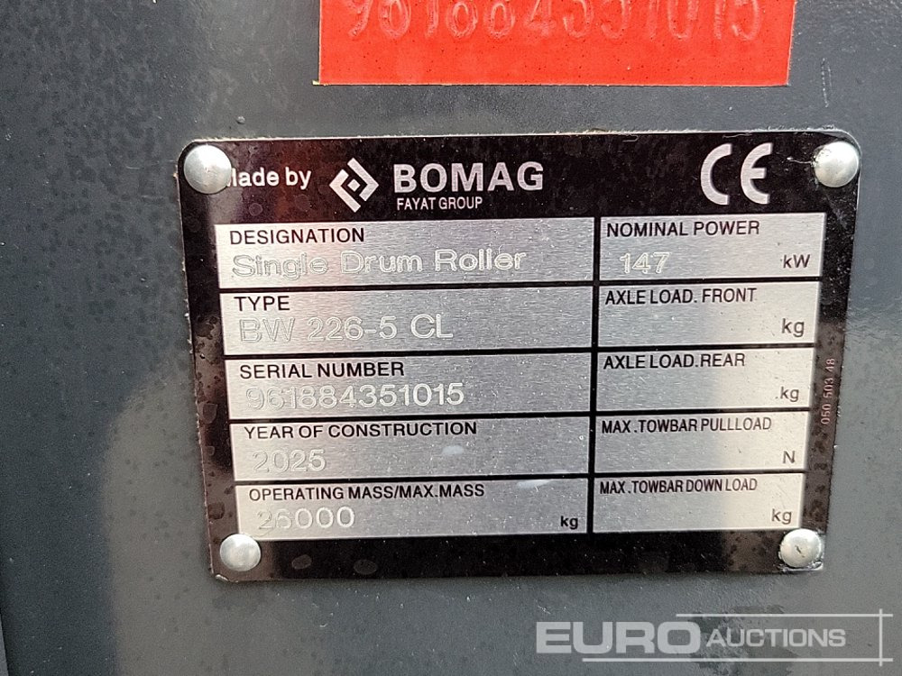 Volas Unused 2025 Bomag BW226-5CL: foto 34