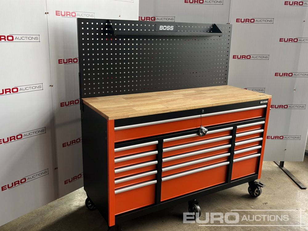 Unused 2025 Boss Wheeled Tool Cabinet, 16 Drawers, 492pc Tools - Garažo įranga: foto 1 Unused 2025 Boss Wheeled Tool Cabinet, 16 Drawers, 492pc Tools - Garažo įranga: foto 1