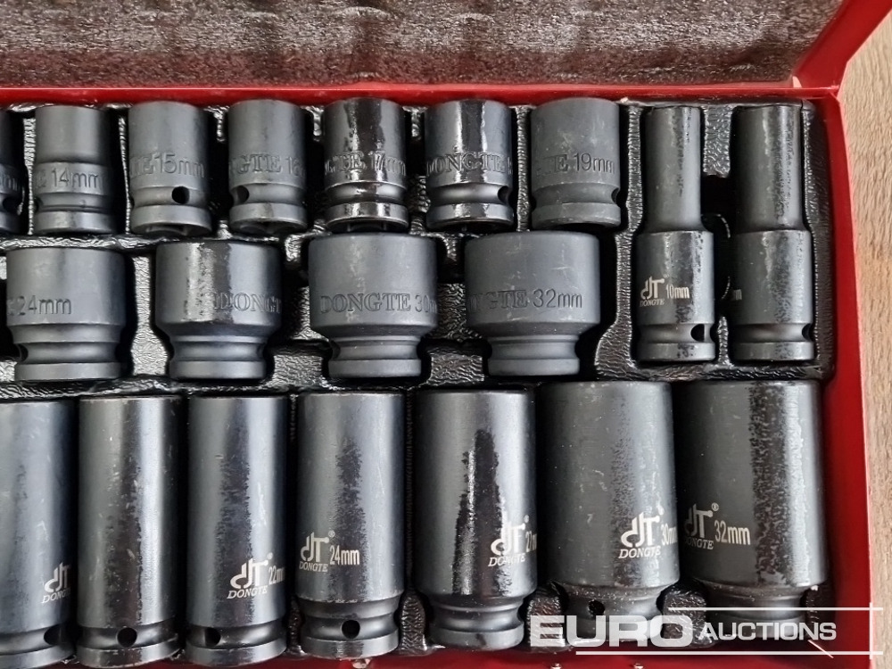 Unused 35 Piece 1/2" Drive Air Impact Socket Set, Steel Case - Garažo įranga: foto 3 Unused 35 Piece 1/2" Drive Air Impact Socket Set, Steel Case - Garažo įranga: foto 3