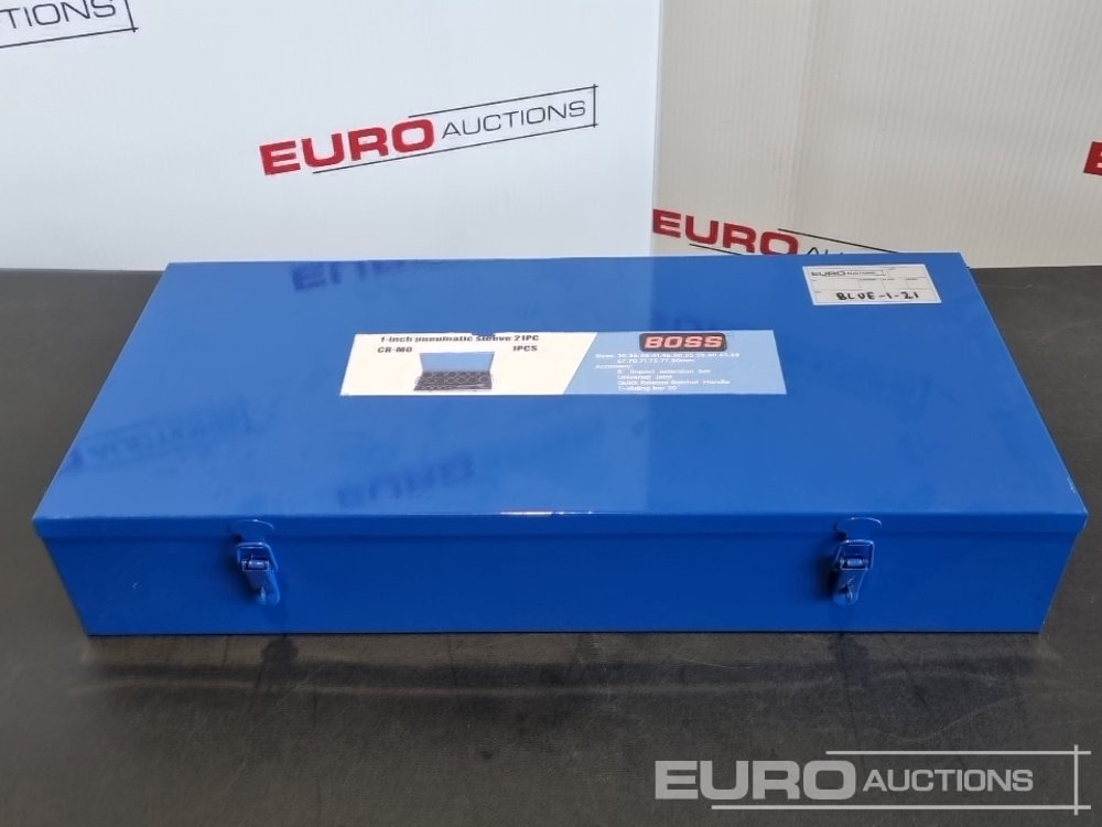 Unused Boss 1" 21pc Pneumatic Socket Set, 8" Impact Extension Bar, Universal Joint, Quick Release Ratchet Handle, 20" T-sliding Bar - Garažo įranga: foto 2 Unused Boss 1" 21pc Pneumatic Socket Set, 8" Impact Extension Bar, Universal Joint, Quick Release Ratchet Handle, 20" T-sliding Bar - Garažo įranga: foto 2