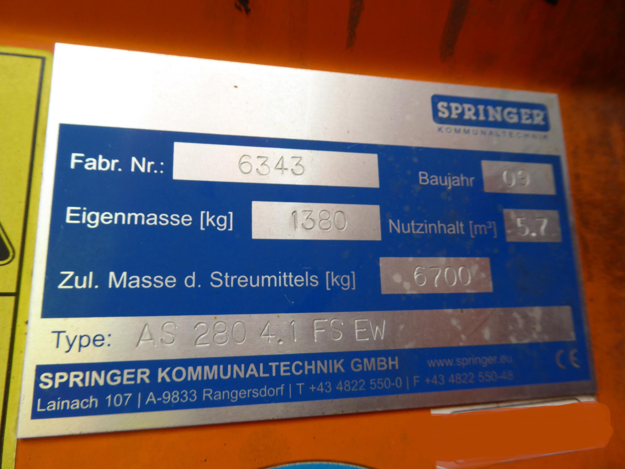 SPRINGER AS 280/Unimog U400 U500/4m³ Feuchtsalzstreuer/Salzstreuer/Streuer - Smėlio/ Druskos barstytuvas: foto 5 SPRINGER AS 280/Unimog U400 U500/4m³ Feuchtsalzstreuer/Salzstreuer/Streuer - Smėlio/ Druskos barstytuvas: foto 5