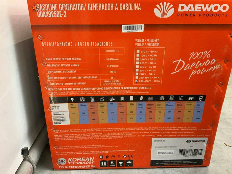Daewoo GDAX9250E-3 - Elektrinis generatorius: foto 5 Daewoo GDAX9250E-3 - Elektrinis generatorius: foto 5