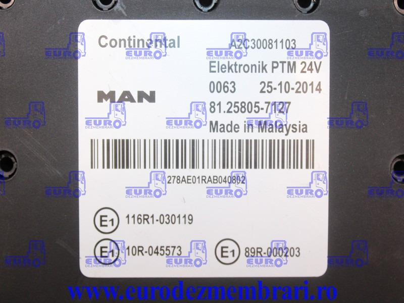 CALCULATOR PTM MAN TGX 81.25805.7127 - Valdymo blokas - Sunkvežimis: foto 3 CALCULATOR PTM MAN TGX 81.25805.7127 - Valdymo blokas - Sunkvežimis: foto 3