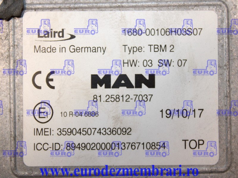 CALCULATOR TELEMATIC TBM2 MAN TGX 81.25812.7037, 81.25812.7038 - Valdymo blokas - Sunkvežimis: foto 3 CALCULATOR TELEMATIC TBM2 MAN TGX 81.25812.7037, 81.25812.7038 - Valdymo blokas - Sunkvežimis: foto 3