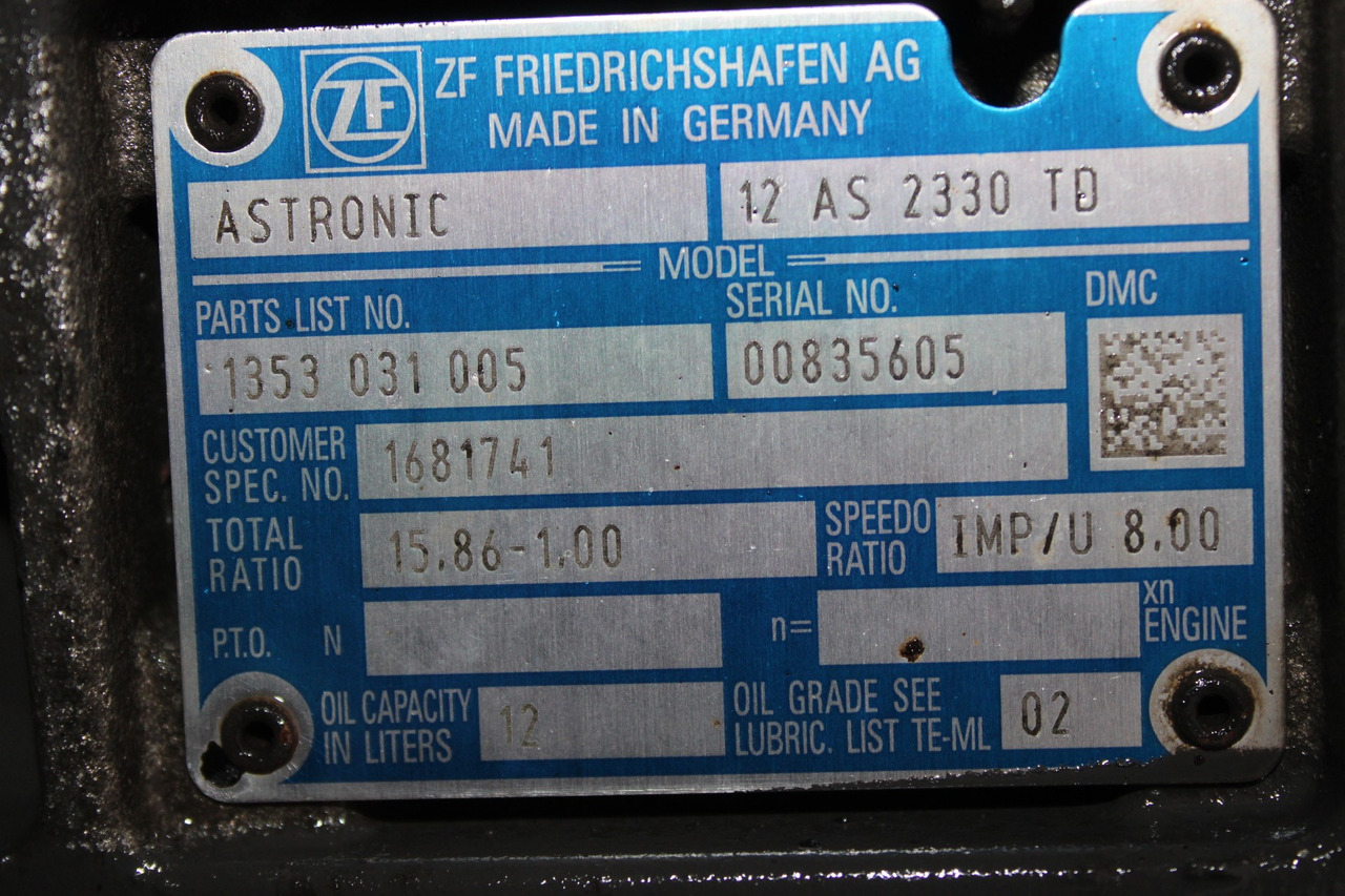 CUTIE DE VITEZE DAF AUTOMATA 12AS 2330 TD R-15,86-1,00 1681741 - Pavarų dėžė - Sunkvežimis: foto 5 CUTIE DE VITEZE DAF AUTOMATA 12AS 2330 TD R-15,86-1,00 1681741 - Pavarų dėžė - Sunkvežimis: foto 5