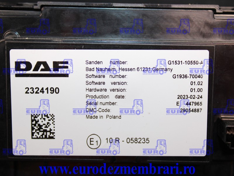 ELEMENT BORD COMANDA CLIMA DAF XF XG 2324190, 2295570 - Prietaisų skydas - Sunkvežimis: foto 4 ELEMENT BORD COMANDA CLIMA DAF XF XG 2324190, 2295570 - Prietaisų skydas - Sunkvežimis: foto 4