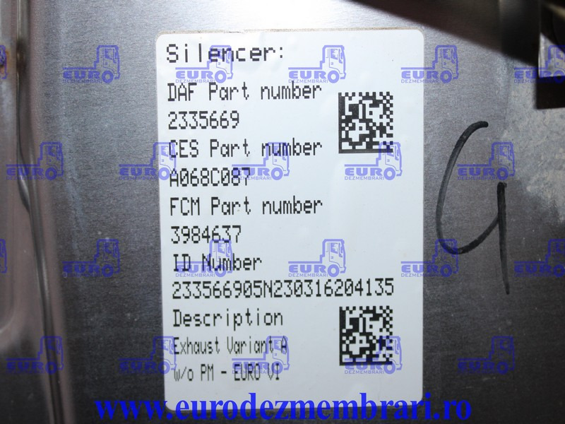 TOBA ESAPAMENT CATALIZATOR DAF XF XG EURO 6 2335669, 2327462, 2398002 - Katalizatorius - Sunkvežimis: foto 5 TOBA ESAPAMENT CATALIZATOR DAF XF XG EURO 6 2335669, 2327462, 2398002 - Katalizatorius - Sunkvežimis: foto 5