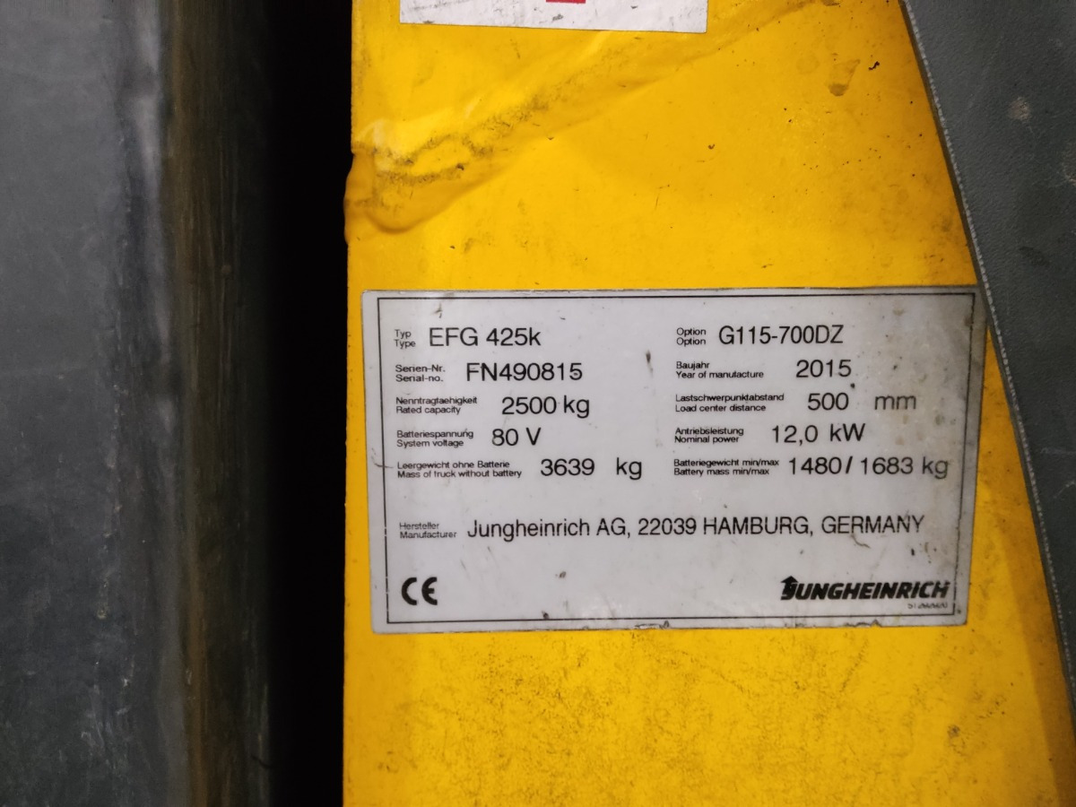 Jungheinrich EFG425K - Elektrinis krautuvas: foto 5 Jungheinrich EFG425K - Elektrinis krautuvas: foto 5