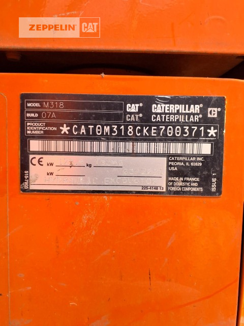 Ratinis ekskavatorius Cat M318-07A: foto 1